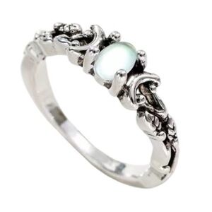 Ring Faux Moonstone Silvery Unisex NEW